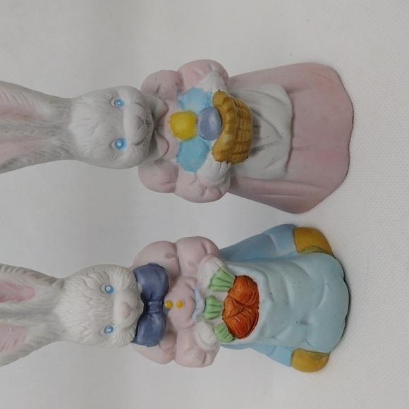 Vintage 1995‎ Hermitage Pottery Easter Lane Collection Boy & Girl Bunny Bells - Picture 3 of 9